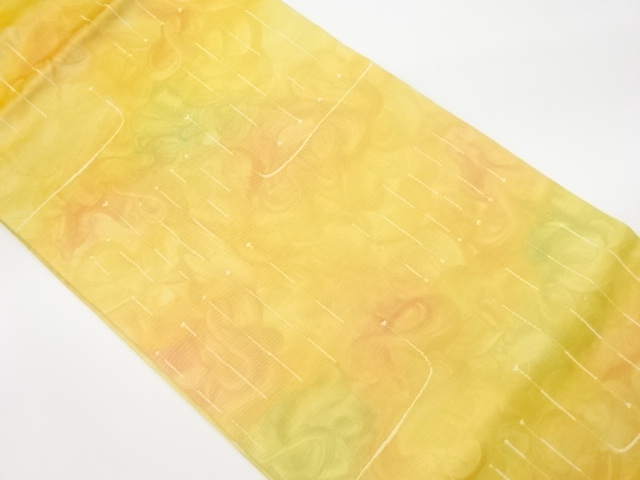 リサイクル　縞に抽象模様織出し名古屋帯